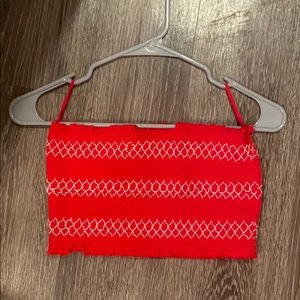Garage red and white tube top
